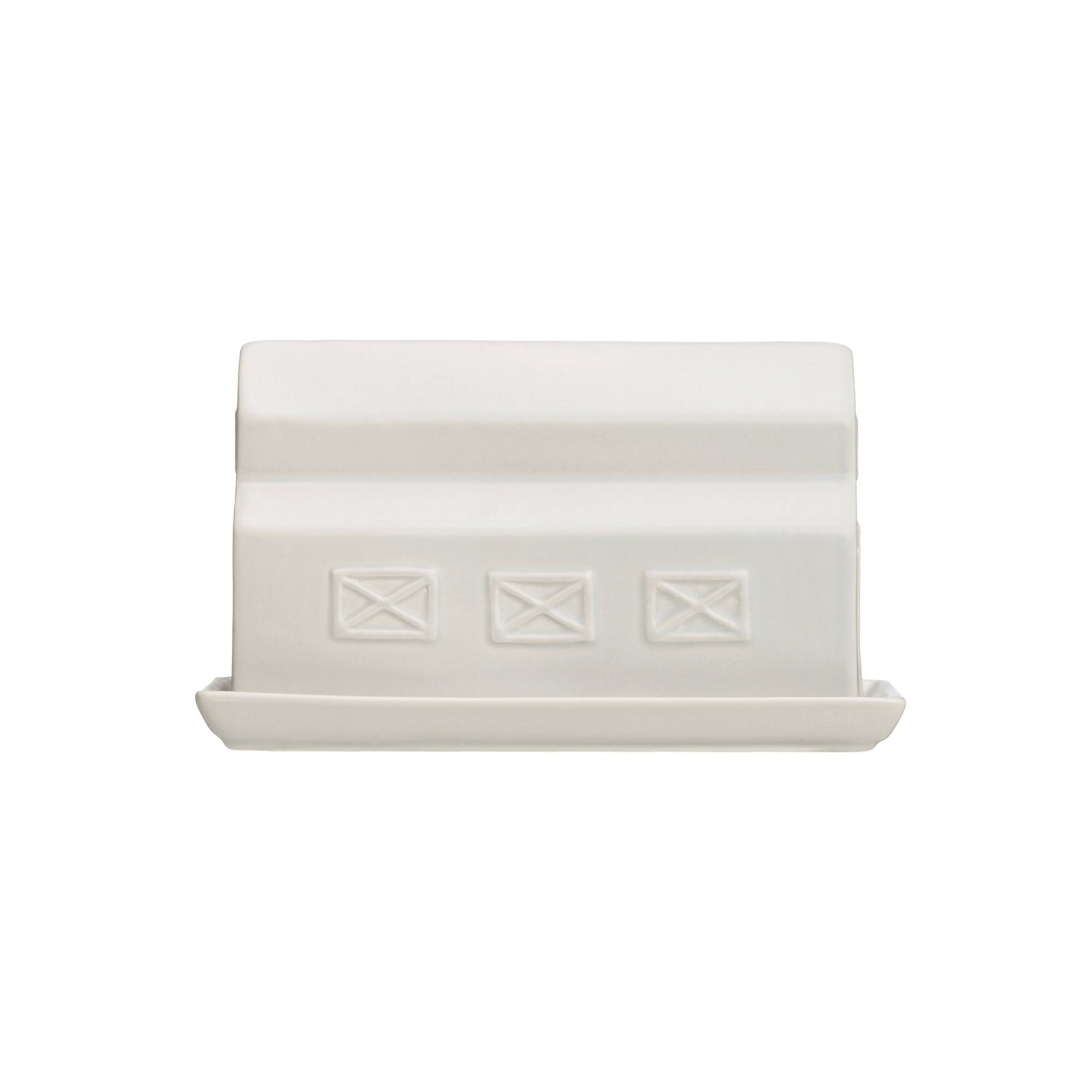 Hello Honey® 8" Matte Gray Stoneware Barn Butter Dish